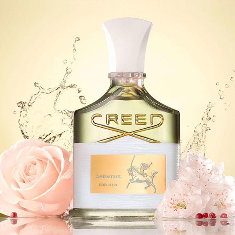 Thiết kế chai Creed Aventus For Her EDP – Sang trọng với tông trắng ngà và nắp vàng